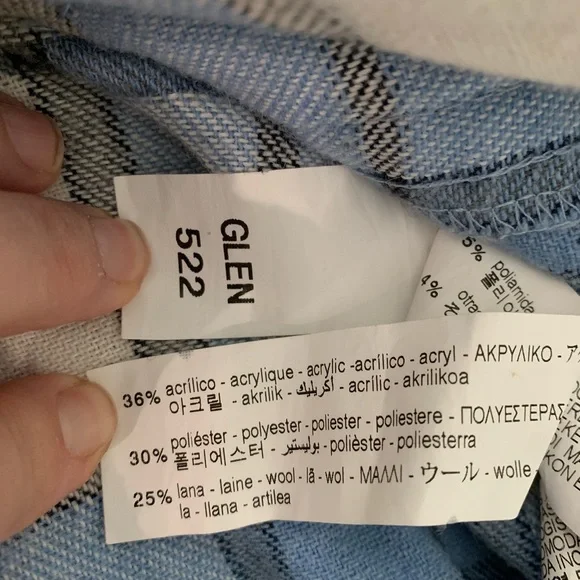 Zara Light Blue and Cream Plaid Button-Up Shacket Jacket Over shirt, XS - Picture 5 of 9